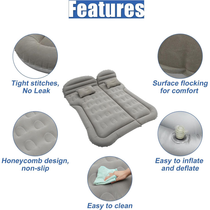 Автомобільний матрац для Suzuki SX4 S-Cross II 2016-2021, надувний матрац у автомобіль, матрац у автомобіль, надувне ліжко в багажник, матрац у багажник автомобіля, комбіноване ліжко в автомобіль, сірий