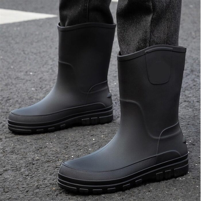 Чоловічі гумові чоботи, чоботи до литки, водонепроникні гумові робочі чоботи, калоші, чоловічі гумові чоботи, водне взуття, чорні/червоні, розмір 43 EU