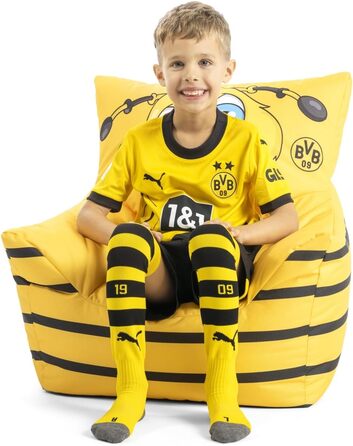 Крісло-мішок MAGMA Sitting Point для дітей з талісманом Еммою з VIP-ліцензії команди Боруссія Дортмунд, наповнювач EPS, багаторазове заправлення меблі для фанатів