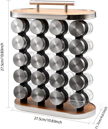 Органайзер для спецій, 20 склянок для зберігання спецій з ручкою для кухонної комори