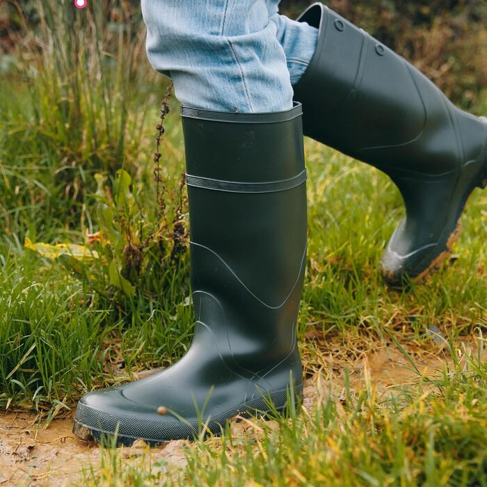 Чоловічі гумові чоботи JUJU Водонепроникні гумові чоботи до коліна Міцні чоботи з ПВХ Універсальні гумові чоботи для чоловіків, розмір 39 1/3 EU, зелені