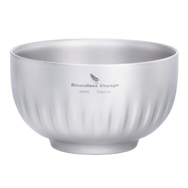 Мл титанова чаша з подвійними стінками, вівсянка, рисовий суп, надлегка портативна чаша для кемпінгу на свіжому повітрі, металева чаша Ti1164T 350 мл Ti1164t, 350