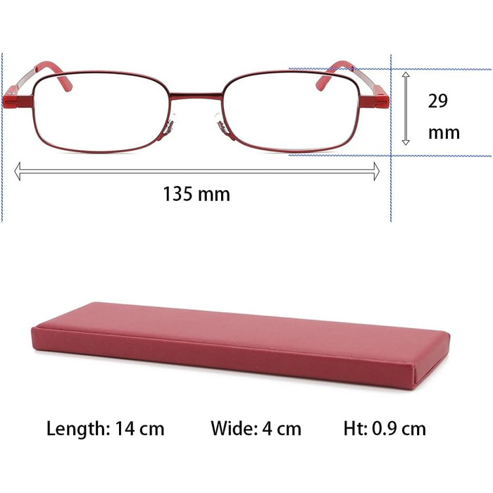 Окуляри для читання IEYELUUK портативні тонкі з футляром (2 упаковки), кишенькові окуляри для читання Anti Blue Light 1 чорний 1 червоний 2.5 x