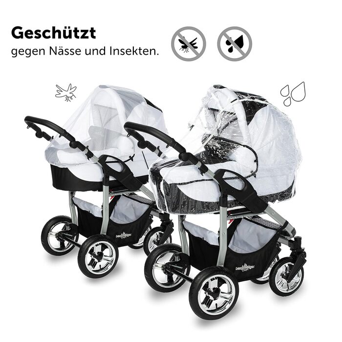 Коляска Bergsteiger Capri 3в1 коляска в комплекті з аксесуарами - дитяче автокрісло, кріплення для коляски, захист від сонця та по