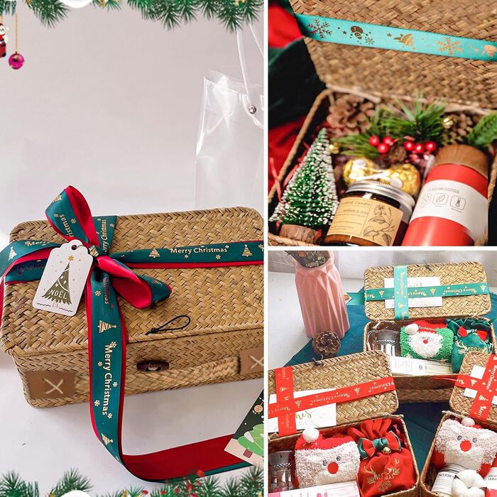 Кошик для зберігання з ротанга з кришкою, 3 шт. плетених кошиків з натуральної морської трави, багатофункціональна коробка для зберігання іграшок, косметики, туалетного паперу для ванної кімнати, велика - 3 шт. - кавового кольору