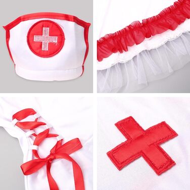 Жіночий костюм медсестри Funlure для рольових ігор, білий, з регульованими бретелями, універсальний розмір