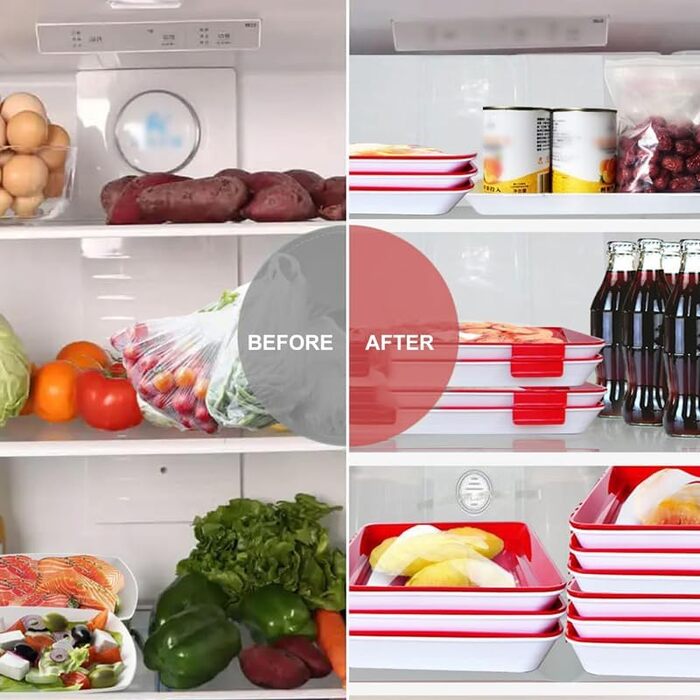 Елементний лоток для зберігання продуктів, лоток для свіжості із силіконовою кришкою, вакуумний лоток для зберігання свіжості з еластичною плівкою та пряжкою, лоток для делікатесів, тарілка для свіжості в холодильнику, 4-