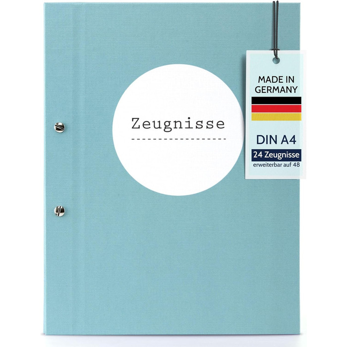 Папка для сертифікатів пастельно-бірюзового кольору, папка для сертифікатів DIN A4, папка для документів з кришкою, що загвинчується, і 12 прозорими кишенями, папка з лляної структури з 12 рукавами, приблизно 24 x 31,5 x 2 см, 36113