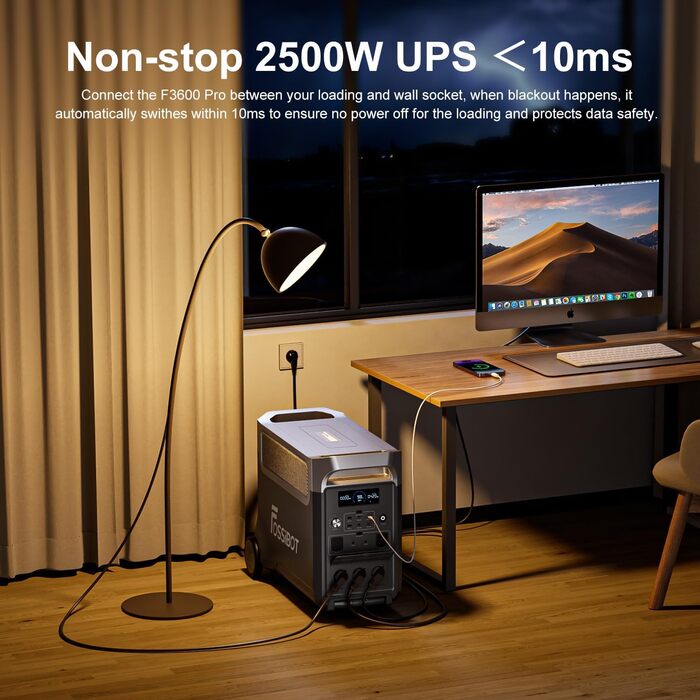 Портативний сонячний генератор LiFePO4 ємністю 3840 Втгод з виходом 3x230 В змінного струму 3600 Вт (пікова потужність 7200 Вт), швидка зарядка та накопичення енергії для дому, під час відключення електроенергії та подорожей., 3600 Pro Power Station