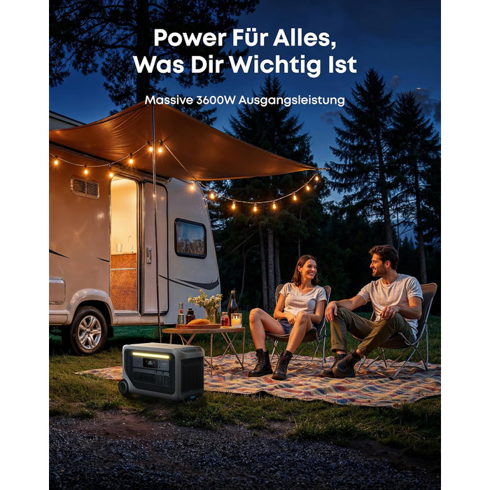 Електростанція Anker SOLIX F3000, 3072 Втгод, 3600 Вт, вихід 230 В, генератор живлення для кемпінгу, кемперів та надзвичайних ситуацій