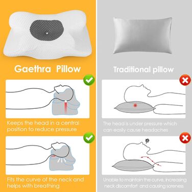 Подушка для шиї з піни з ефектом пам&39яті, ергономічна ортопедична подушка, регульована по висоті, подушка для сну на боці, спині та животі - 63 x 34 см x 9/12 см, біла
