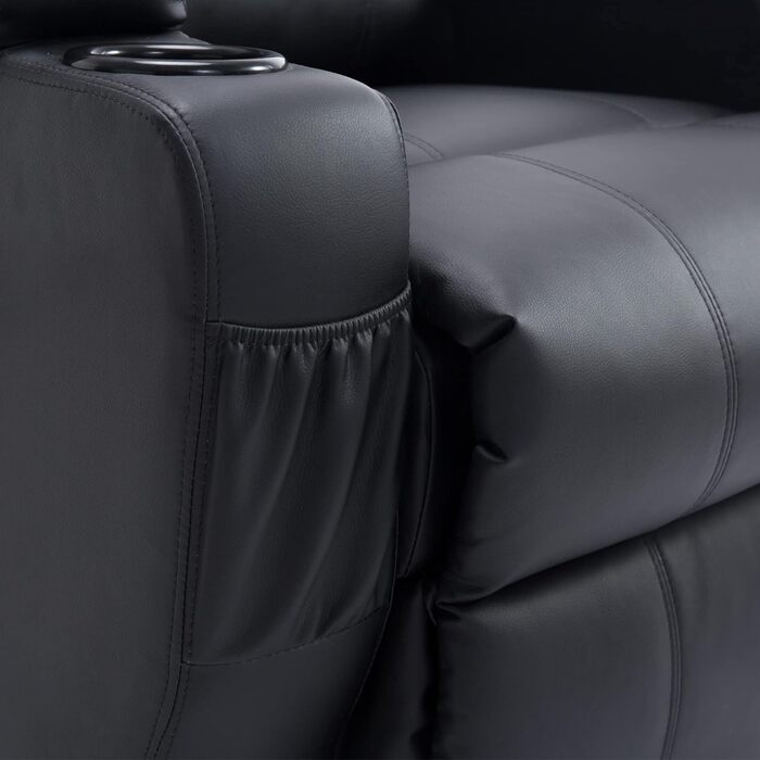 Електричне крісло-реклайнер HOMCOM з підйомником, розкладне крісло з пультом дистанційного керування, підстаканник, бічна кишеня, підставка для ніг, штучна шкіра, чорний колір