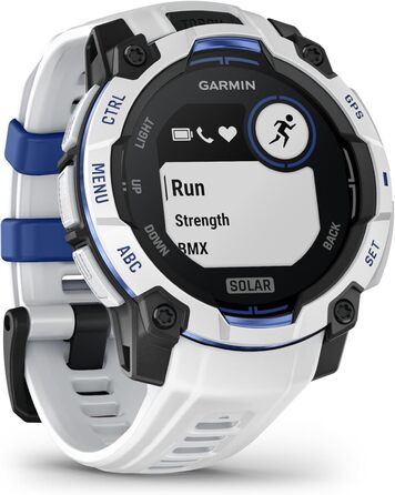 Розумний годинник Garmin Instinct 3 GPS 45 мм, сонячний, білий камінь, чорний/блакитний, 45 мм SOLAR