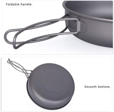 Безмежна подорож Титанова сковорода зі складною ручкою Ультралегка кемпінгова сковорода для пікніка Посуд Титанова сковорода Ti151