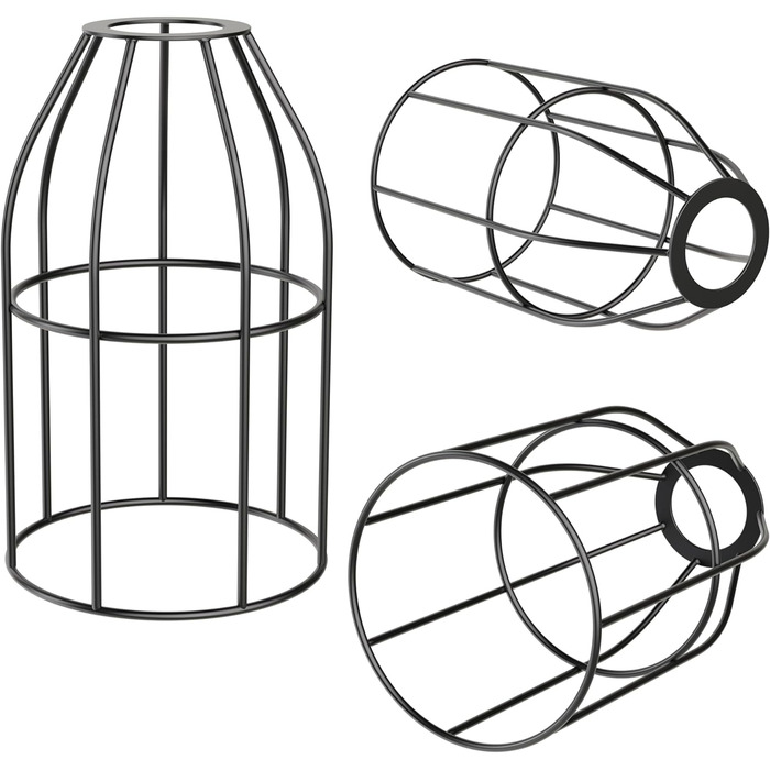 Абажур у клітку, чорний, 155 мм Ø ( (), чорний / 12,2 см / сталь), 3 шт.
