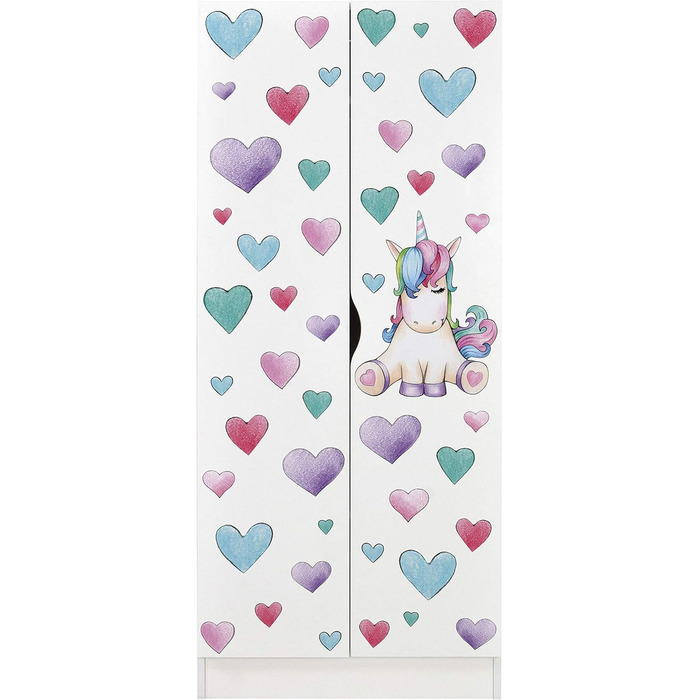 Біла дводверна шафа - Roma - функціональна шафа з розсувними дверима, Dim 70 x 42.5 x 161.5 (H) см, шафа для одягу, меблі для діте