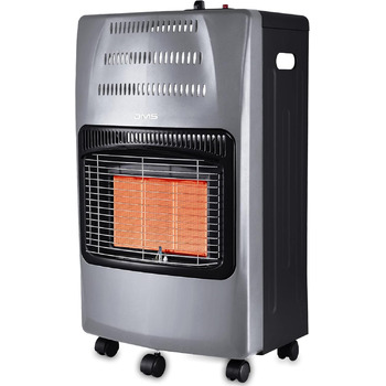 Газовий обігрівач DMS 4200 Вт, газовий обігрівач, інфрачервоний керамічний пальник з регулятором тиску газу, газовий шланговий обігрівач, інфрачервоний газовий балон з бутаном та пропаном до 15 кг [Клас енергоефективності A] (сірий) [Клас енергоефективнос