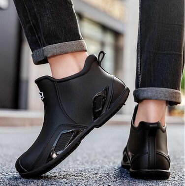 Водне взуття, гумові чоботи, гумові чоботи, чоловічі, жіночі, до щиколотки, зручні, для садівництва, легкі, для човнів, кемпінгу, вітрильного спорту, подорожей та походів, чорні, EU 38 2/3