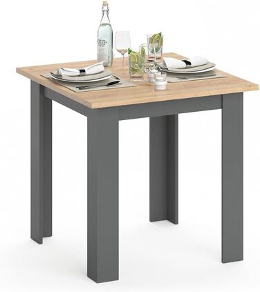 Обідній стіл Vicco Karlos, обідній стіл, дуб Goldkraft/антрацит, 80 x 80 см