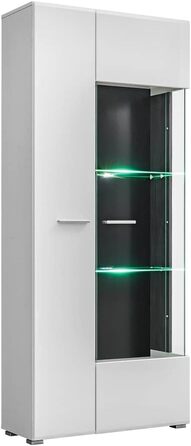 Модульна настінна шафа для вітальні SOLIDO Twin, стінка під телевізор, білий глянець