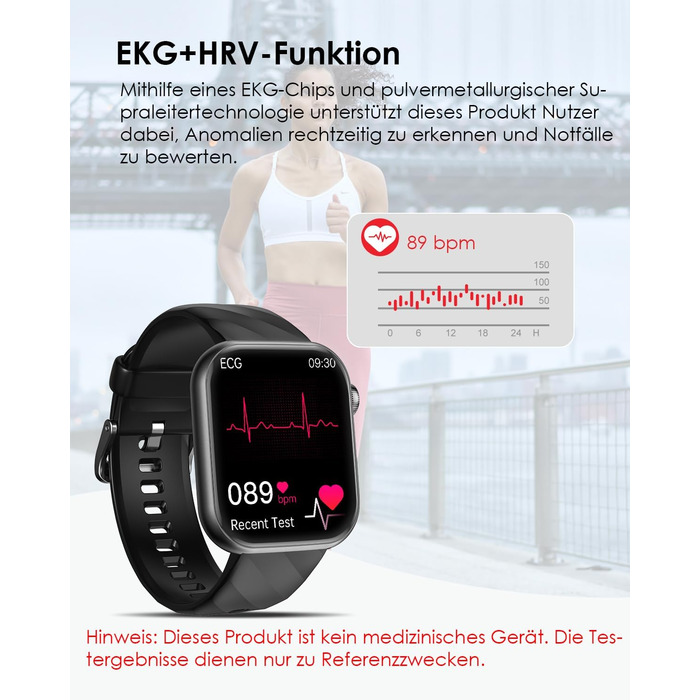 Новий смарт-годинник з ЕКГHRV/ІМТ/сечовою кислотою для чоловіків і жінок, 1,97-дюймовий AMOLED годинник для здоров&39я з Bluetooth-дзвінками, 24-годинний монітор серцевого ритму/сну/кров&39яного тиску/екстрений виклик SOS, фітнес-годинник для Android/iOS 