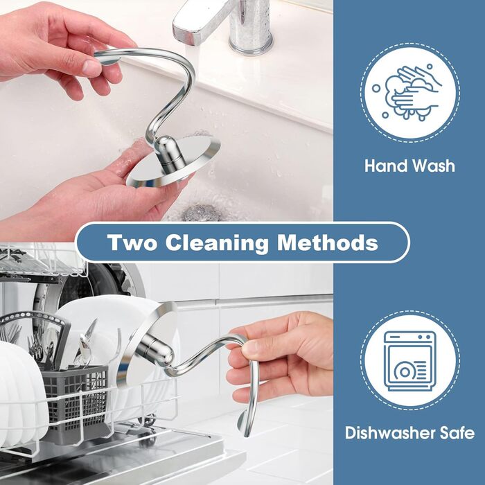 Спіральний гачок для тіста Cofun з нержавіючої сталі для міксера Kitchenaid, 4.5 кВт 5 кВт Насадки для нахиленого міксера для тіста Kitchenaid можна мити в посудомийній машині, (C2302) Спіральний гачок