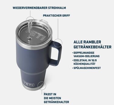Стаканчик для пиття YETI Rambler з кришкою-трубочкою, синій Big Wave, 1 л
