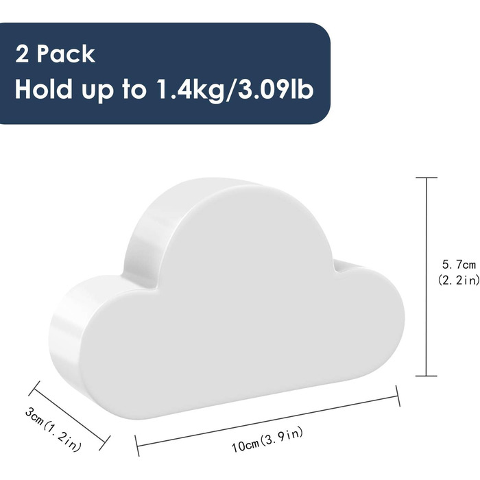 Тримач для ключів MoKo магнітний, 2 шт. для наклеювання, гачок для ключів без свердління для стіни - білий