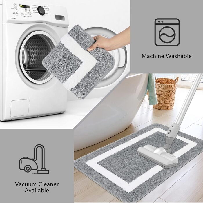 Комплект килимків для ванної кімнати Famibay, 3 предмети, нековзний килимок для ванни, сірий, килимок для ванни з мікрофібри, що миється, для ванної кімнати, ванни та туалету