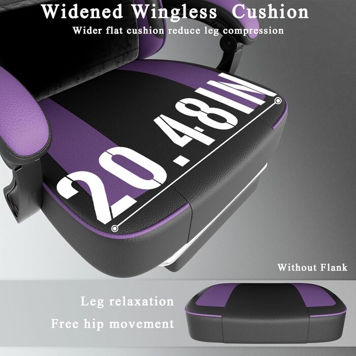 Ігрове крісло Cavabien з пружинною амортизацією Pocket Spring та підставкою для ніг, ергономічне комп&39ютерне крісло для дорослих, дихаюче ігрове крісло зі штучної шкіри (фіолетове)