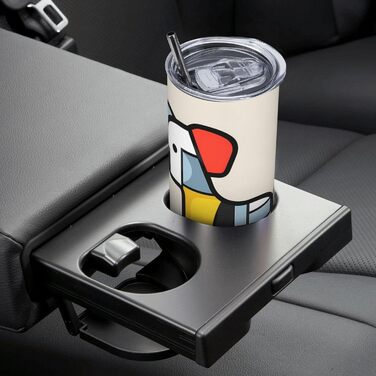 Кухоль з прямою трубочкою, дизайн абстракціонізм Мондріана, дрібний анімалістичний принт, дорожній кухоль, підходить для кемпінгу, офісу та дому, 590 мл