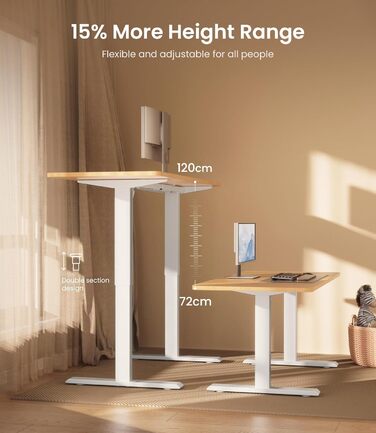 Електричний стіл MAIDeSITe з потужним двигуном, регульованою по висоті рамою столу з двосекційними ніжками та 4 налаштуваннями пам&39яті - T1 Pro (білий)