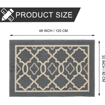 Килимок CHICHIC для вбирання бруду 80 x 120 см, килимок для внутрішніх дверей, нековзний та придатний для прання в пральній машині, водопоглинаючий, килимок для очищення вхідних дверей, коридору та вхідної зони, сірий, 80 x 120 см (прямокутний)