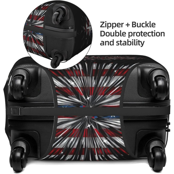 Чохол для валізи Пілотний кокпіт, захист від пилу та подряпин, принт Американський прапор та феєрверк, розмір 90