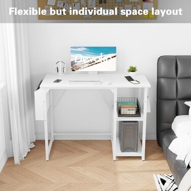 Комп'ютерний стіл Devoko зі зворотною полицею, 100-сантиметровий письмовий стіл з гачком для навушників, навчальний стіл в індустр