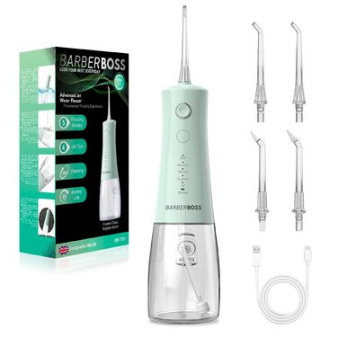 Бездротовий іригатор для порожнини рота, електричний зубний флоссер з 5 режимами тиску, водонепроникний IPX8, портативний пристрій для догляду за яснами, набір для очищення зубів, QR-7101 (Пастельно-зелений)