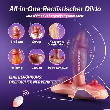Вібратор-фалоімітатор, секс-іграшка для жінок та чоловіків, вібратор-сидячий штовхач для жінок, 10 нагрівальних штовхань та 7 вібрацій для стимуляції точки G, вагіни та анального сексу, фалоімітатори з дистанційним керуванням