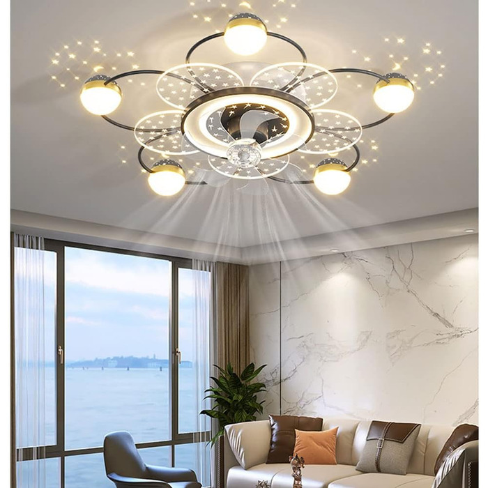 Світлодіодний стельовий світильник з регулюванням яскравості, стельовий вентилятор зі світлодіодним підсвічуванням, регульованою ш