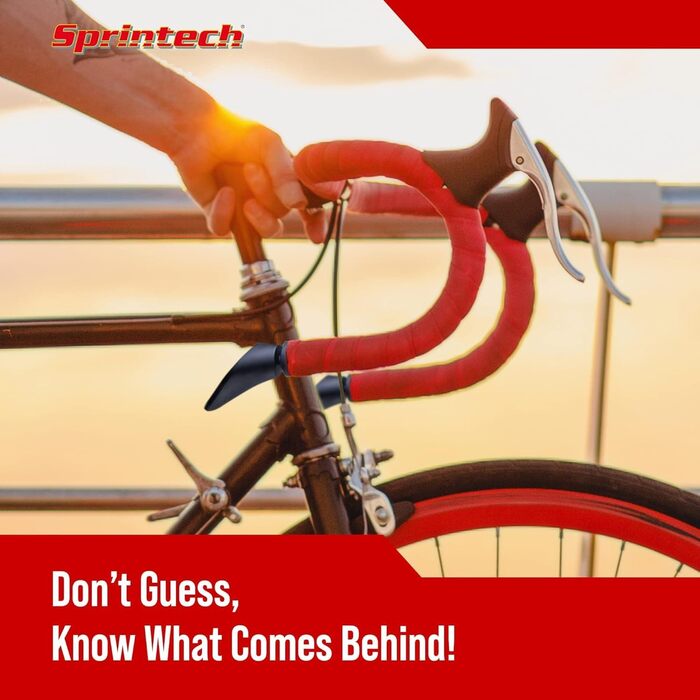 Дзеркало заднього виду для шосейного велосипеда - Легке, регульоване та вібраційне опукле дзеркало з 9-кратним хромованим покриттям та ударостійкою оболонкою з ABS для керма діаметром 20 мм від Sprintech - Червоне