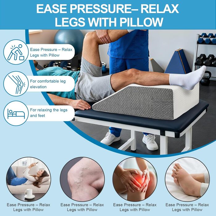 Венозна подушка Alyvisun від болю в колінах, стегнах, спині та шиї, клиноподібна подушка з піни 25D для підтримки післяопераційного відновлення, сну, відпочинку та кровообігу