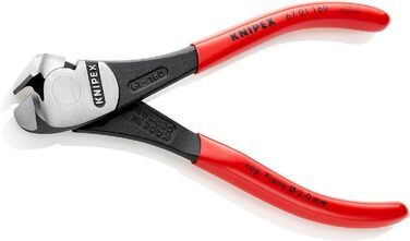 Діагональні кусачки Knipex Kraft чорні атраментовані, з пластиковим покриттям 160 мм 67 01 160 160 мм атраментовані Рукоятки з пластиковим покриттям, червоні