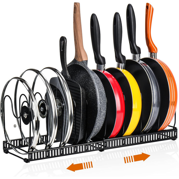 Металева тримач для горщиків Toplife з 10 регульованими відділеннями, ідеально підходить для кухонного начиння, сковорідок, кастру