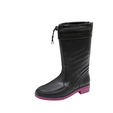 Зносостійкі чоловічі гумові чоботи на низькому каблуці та водонепроникні з ПВХ, зручні гумові чоботи для дорослих. Розмір 42 EU, чорні фіолетові плюшеві