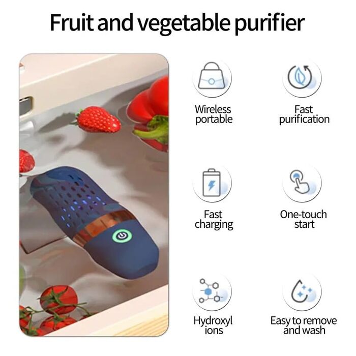 Машина для миття фруктів і овочів YOPOTIKA, портативний засіб для чищення їжі без шнурів, засіб для чищення їжі з технологією очищення OH Ion, для чищення фруктів і овочів, рису