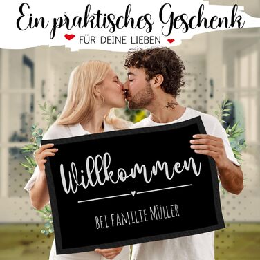 Персоналізований килимок для дверей з принтом королівського кольору та одним рядком власного тексту - Вітальне серце - Подарунки на новосілля Нековзний, 60x40 см з гумовим краєм