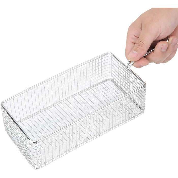 Кошик для фритюрниці Tomotato Кошики для чіпсів фрі сітка 215x106x66 мм Прямокутник з нержавіючої сталі Тримач для картоплі фрі Фільтр для смаженої їжі у фритюрі для цибулевих кілець Курячі крильця Кухня Ресторан