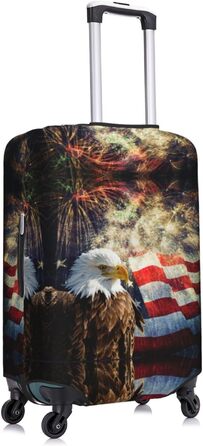 Чохол для валізи Пілотний кокпіт, захист від пилу та подряпин, принт з американським прапором, орлом та феєрверком, розмір 80 см