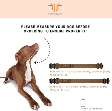 Тактичний нашийник Tacticollar для собак середніх та великих порід, 5,1 см, з ручкою для контролю, нейлон Mil Spec, металевий замок швидкого роз'єму, внутрішня підкладка з неопрену (Розмір M, Оливковий)