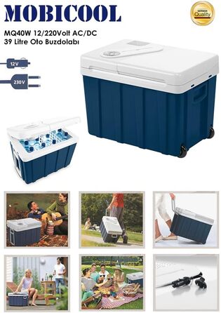 Холодильник Mobicool MQ40W з колесами Електричний 39 л 12 В, 230 В для автомобіля, човна, автофургона та розетки Mq40w синього кольору