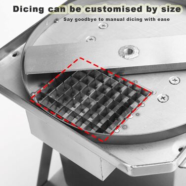 Комерційна овочева машина Oiyekntd з сітчастими ножами, міцна нержавіюча сталь, 200 Вт, електрична машина для кубиків фруктів для картоплі, моркви, огірків, пітаї, 8 мм